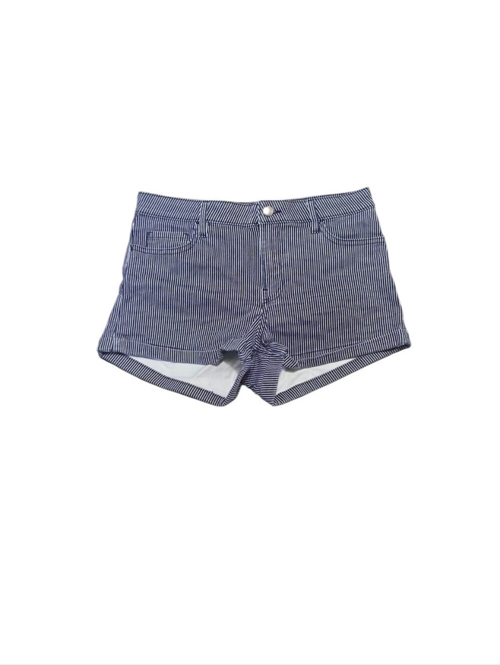 H&M Blue Stripe Women's Denim Shortie Shorts, Size 6